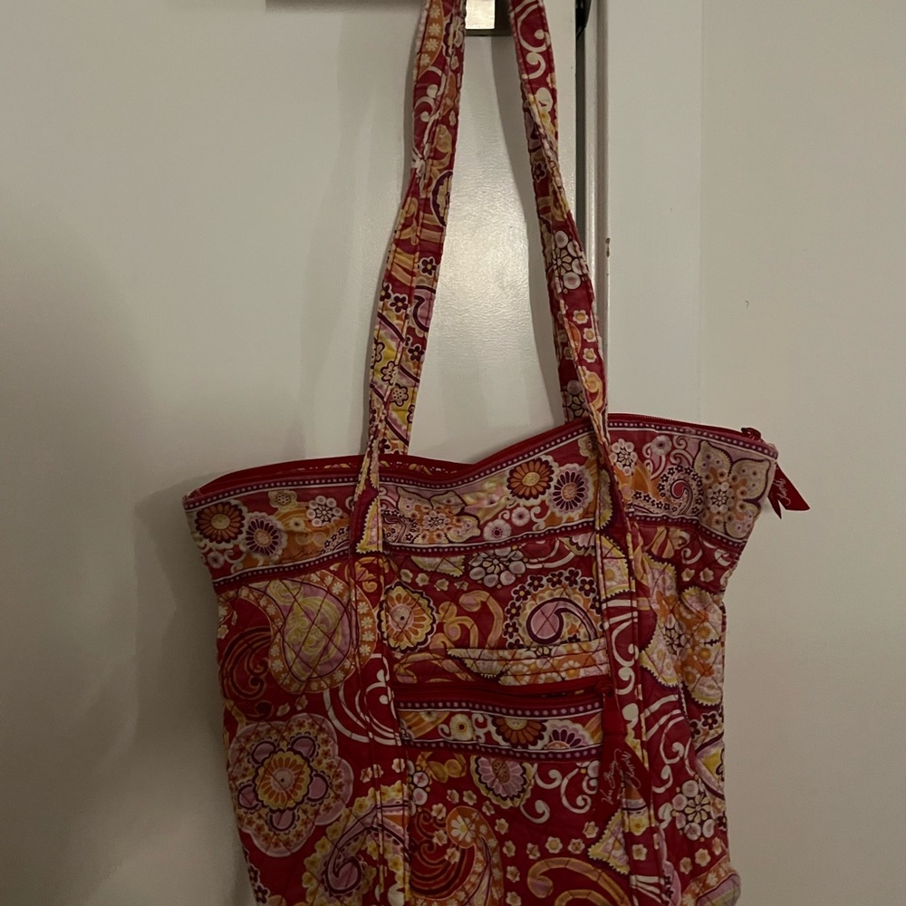 Vera Bradley Quilted Tote Bag in Red Floral Paisley